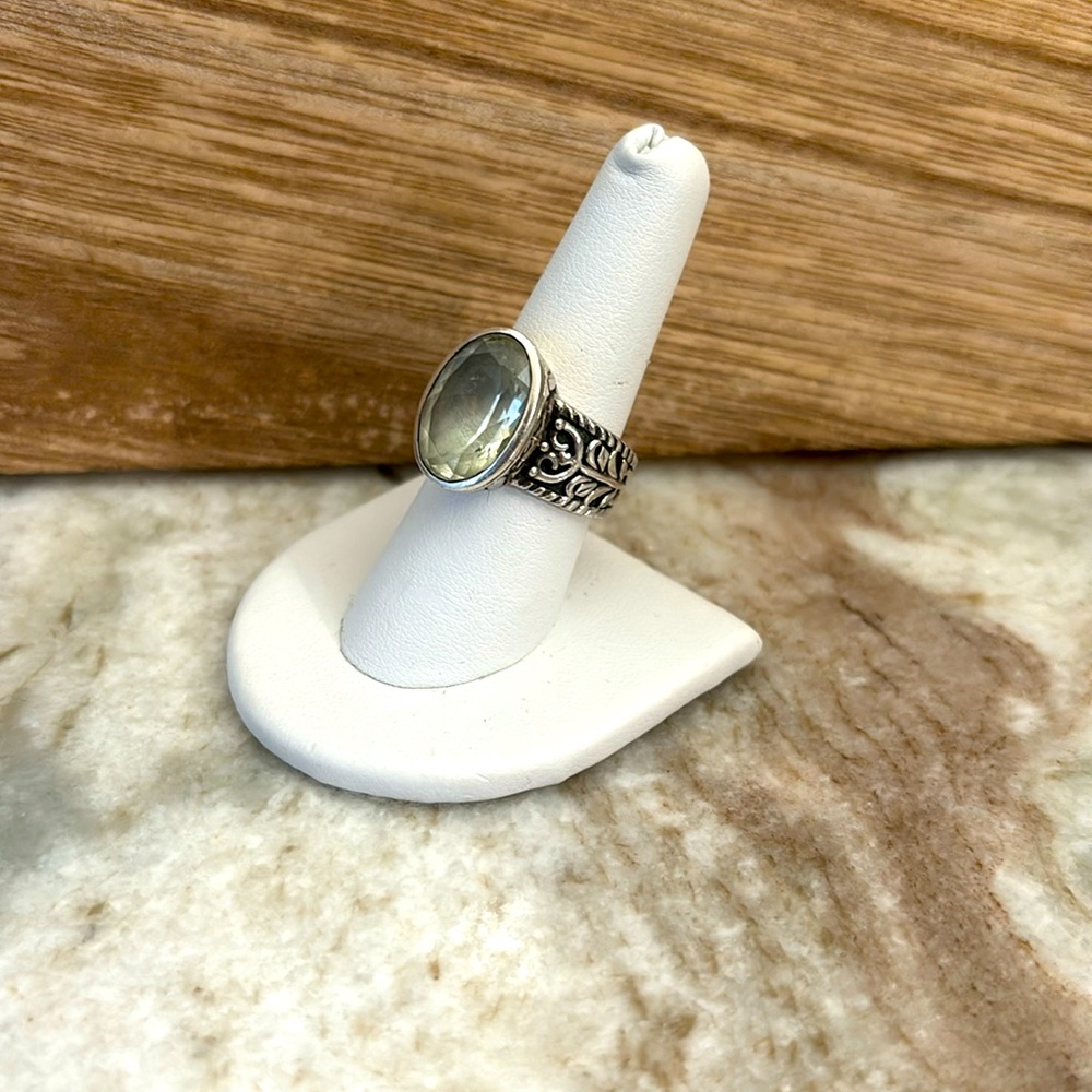 Sterling silver and quartz crystal ring